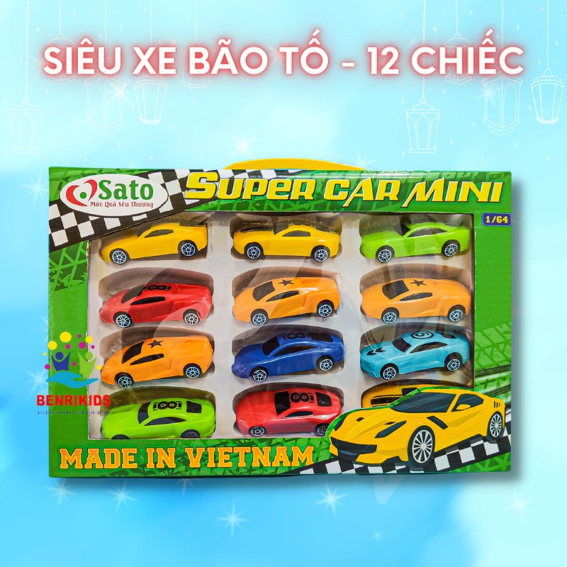 Bộ 12 Mô Hình Xe Ô Tô Đồ Chơi SATO Siêu Xe Bão Táp Kích Thích Khả Năng Vận Động Của Trẻ