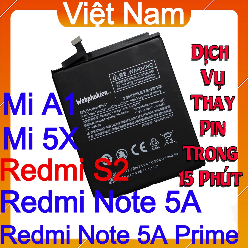 Pin Scud cho Xiaomi Redmi S2/ Redmi Note 5A/ Redmi A1/ Mi 5X/ Redmi Note 5A prime (BN31) - 3080mAh