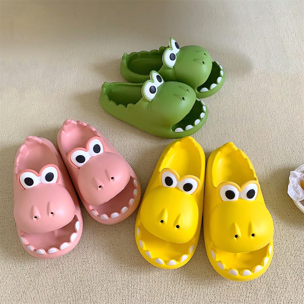 Dép quai ngang, dép nữ cá sấu há miệng, khủng long mắt to đế bánh mì đúc nguyên khối 3TDEP