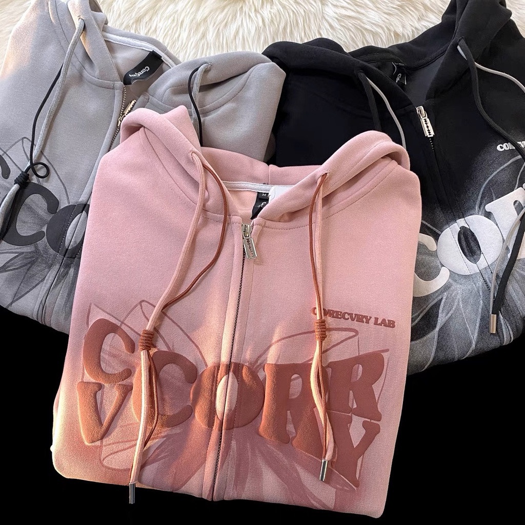Áo khoác nỉ bông Hoodie full zip chiếc nơ CORRY unisex nam nữ
