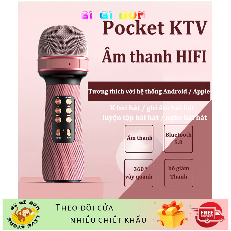 GiGiBomstoreMic Hát Karaoke Bluetooth Không Dây WS-898 cực hot - Micro karaoke đa năng công nghệ mới Âm vang -Ấm cực hay