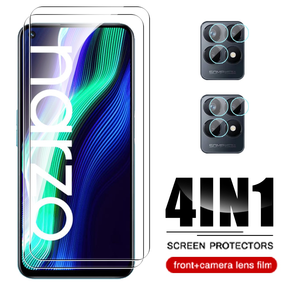 Kính Cường Lực 4 Trong 1 Bảo Vệ Ống Kính Máy Ảnh Cho Realme Narzo 50 Pro 50A 50i Prime 30A 30 5G 9H Narzo50a Narzo50i Narzo50