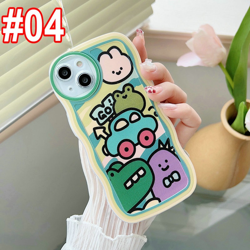 Cute Casing Redmi 12C A1 10C 10A 9C 9A 9S 8 6A 5A Note 12 4G 5G 11S 11 10s 10 Pro 9 9S 8 POCO X4 X5 M3 X3 Pro NFC Cartoon Waves Edge Bear Car Fine Hole Shockproof Clear Soft Phone Case Cover STB 03