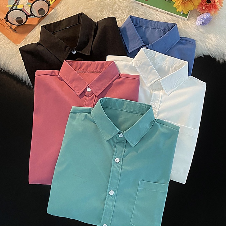 Áo sơ mi SUXI tay dài dáng rộng đơn giản phong cách Hàn Quốc thời trang xuân thu dành cho nữ