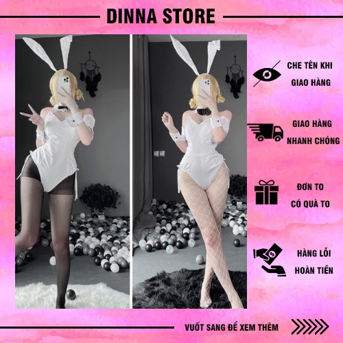 Bodysuit cosplay hóa trang thỏ xinh sexy quyến rũ gợi cảm kèm tất