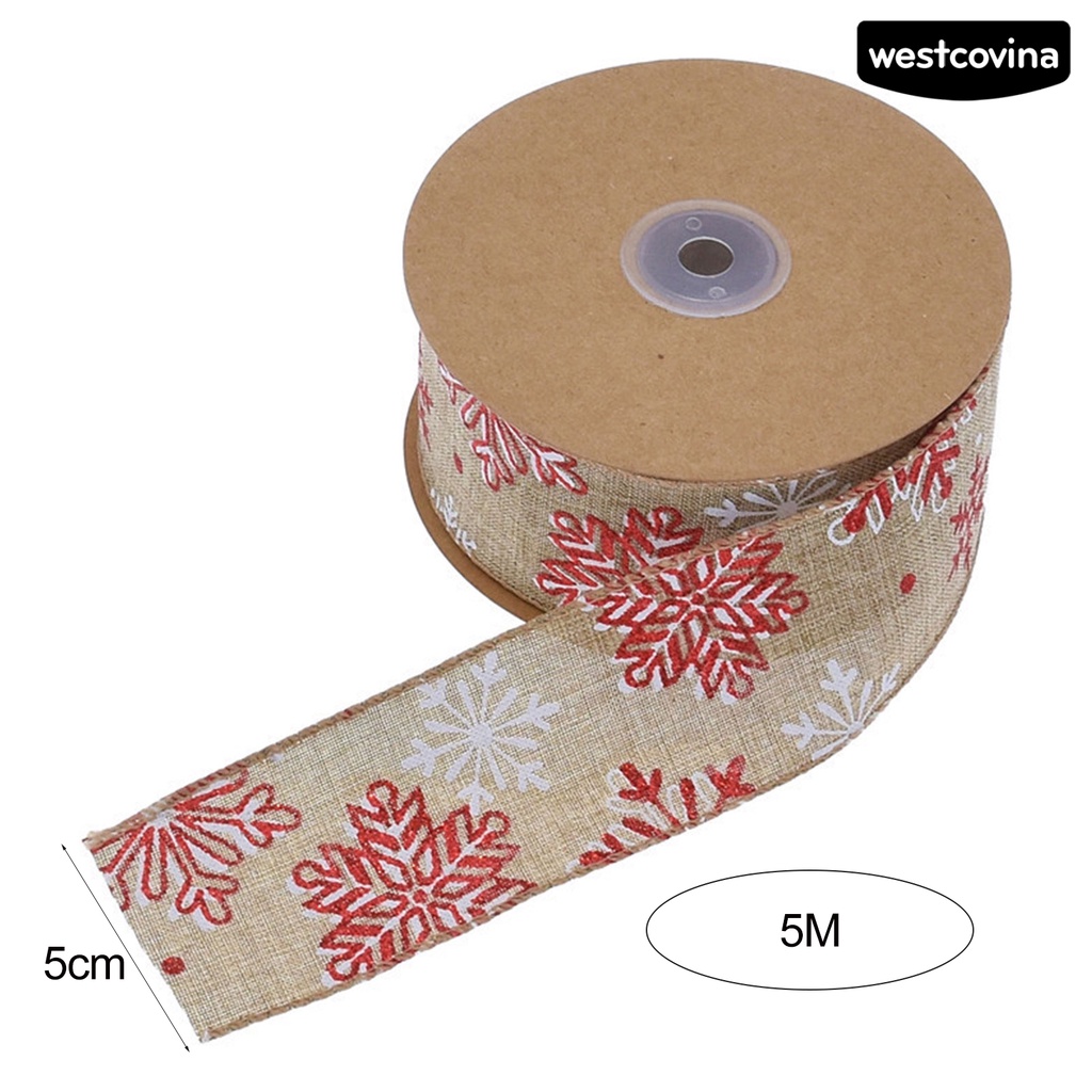 [Hot]☃Cuộn Dây Ruy Băng Dày 5cm In Họa Tiết Giáng Sinh Chống Rách Dùng Làm Quà Tặng DIY