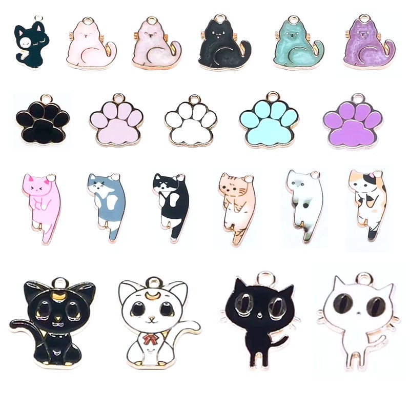 Set 4 Mặt Vòng cổ Hình Mèo Hoạt Hình Dễ Thương