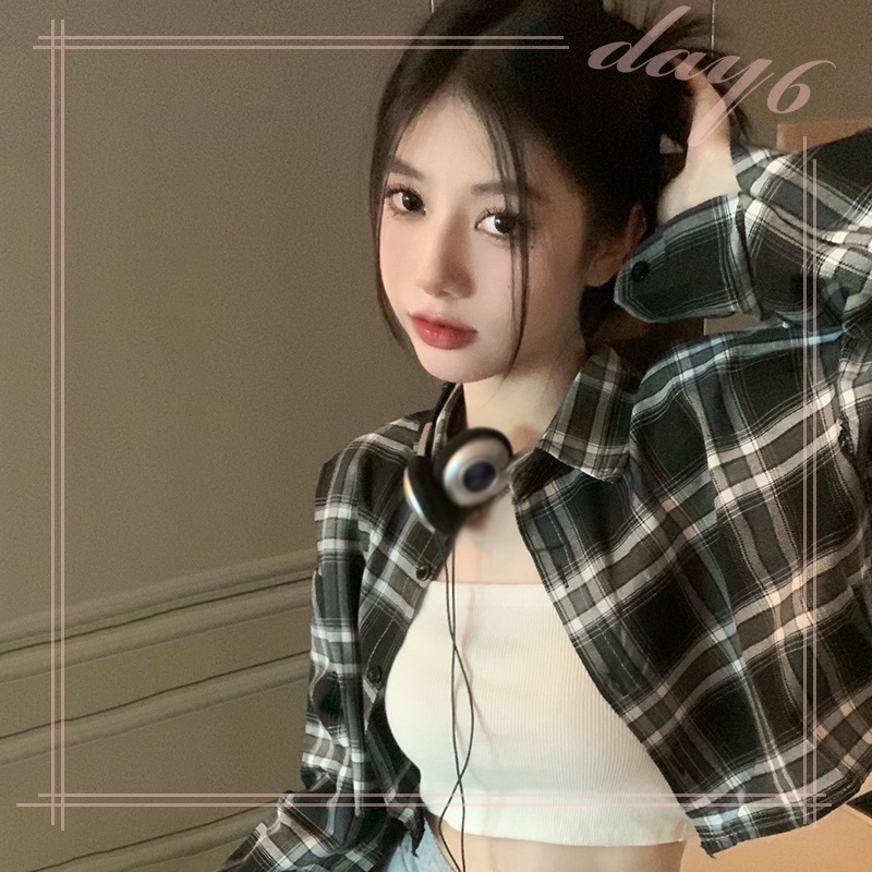Áo Sơ Mi Caro Tay Dài Dáng Rộng Trẻ Trung Hợp Thời Trang Hàn Quốc Cho Bạn Gái