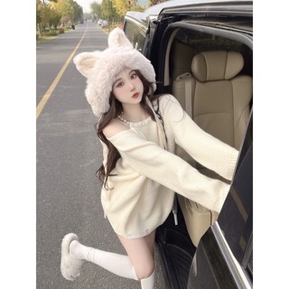 ( Ảnh Chính Chủ ) Áo Len Khoét Vai Dây Ngọc