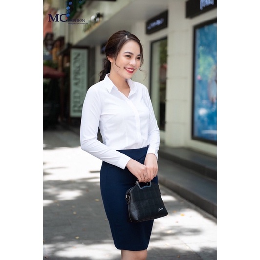 sơ mi dài tay , sơ mi cổ đức, sơ mi cổ đức dài tay MC , sơ mi trắng , sơ mi công sở nữ, sơ mi MC