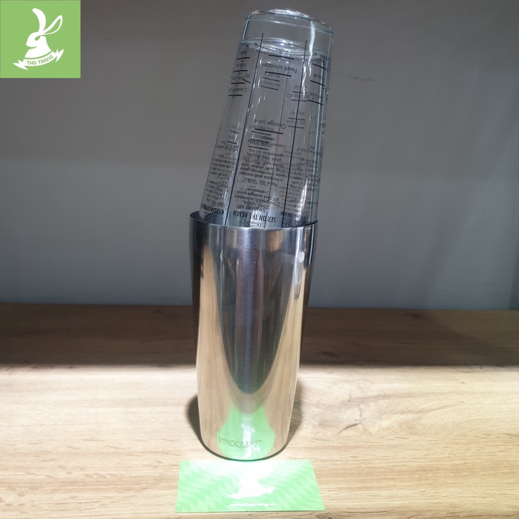 Shaker 2 Mảnh Boston (Thủy tinh - Inox) Thỏ Trắng Dùng Trong Pha Chế