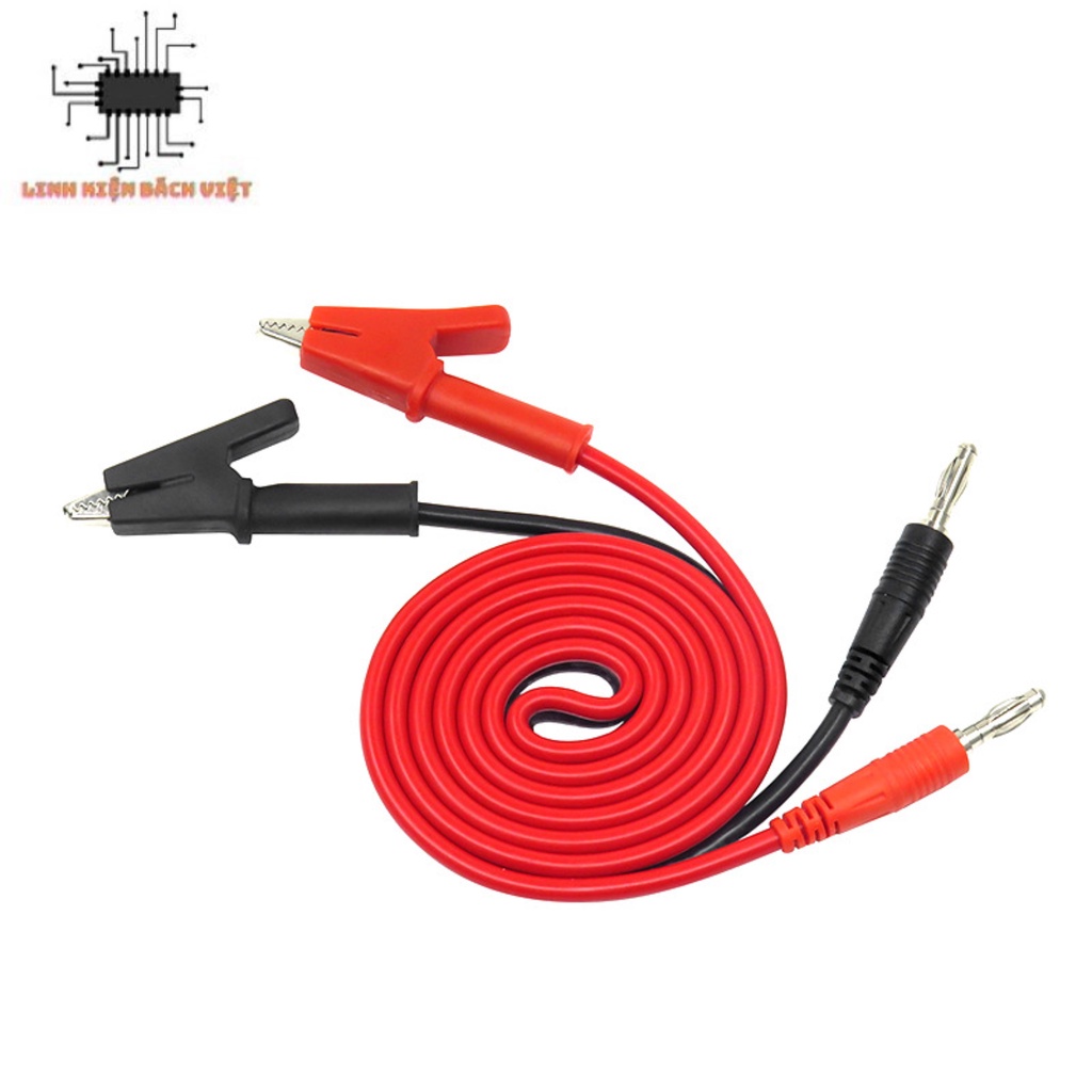 Dây bắp chuối liền kẹp cá sấu, dây đo đồng hồ vạn năng 15A 1000V dài 1 mét