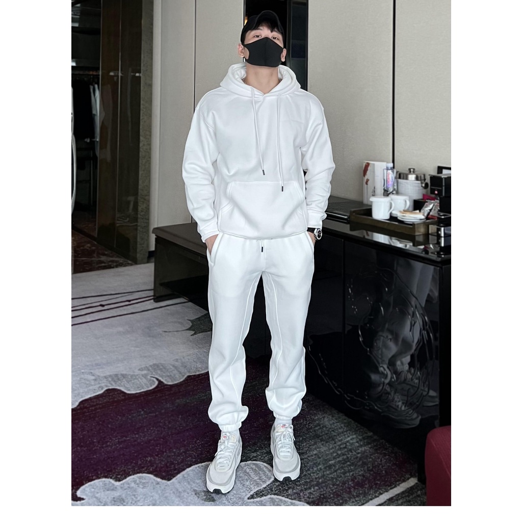 Set Bộ Thể Thao Hoodie Phối Mũ Trùm Đầu 2 Lớp Cao Cấp, Nỉ Bông Ngoại Dày Dặn Siêu Hót Mã AMBI220