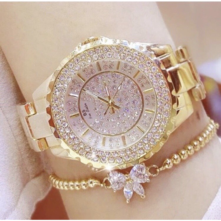 Đồng Hồ Thời Trang Nữ Đính Đá Dây Kim Loại Cao Cấp