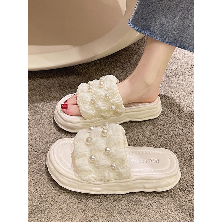 Giày Sandal Cao Gót Đính Ngọc Trai Thời Trang Sang Trọng Dành Cho Nữ