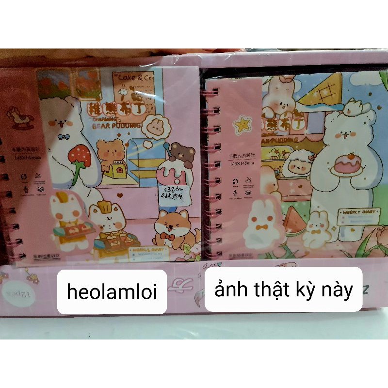 Sổ vuông lò xo cỡ lớn 145 x 145mm,138 trang, bìa dày, dễ thương, mã 21005