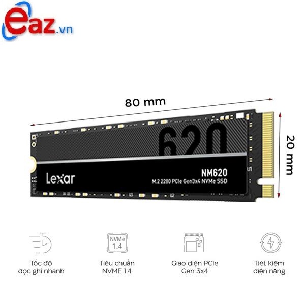 SSD 256GB NVMe PCIe Lexar NM620 M.2 2280 Hàng Chính Hãng