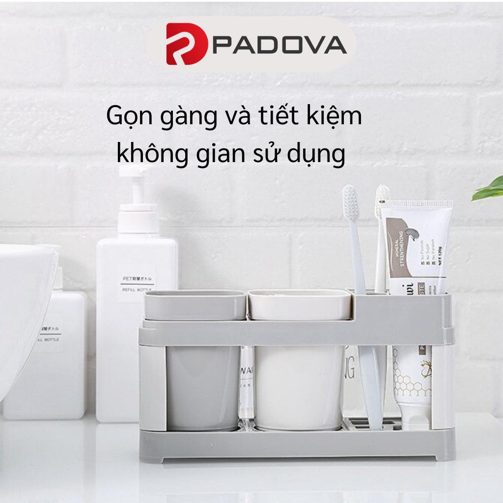 Bộ Kệ Đựng Bàn Chải Đánh Răng Tặng Kèm 2 Cốc Súc Miệng Tiện Ích PADOVA 9371