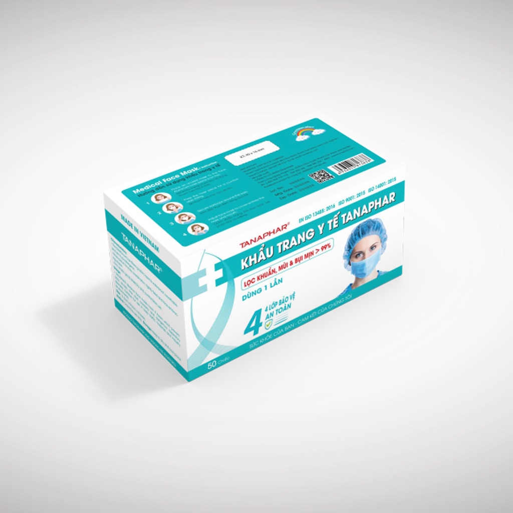Khẩu trang y tế 4 lớp TANAPHAR Hộp 50 chiếc