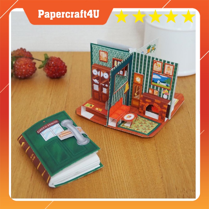 Mô hình giấy 3D kiến trúc nhà thu nhỏ Green House and  Rose House