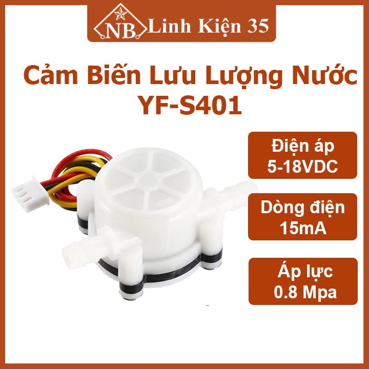 Cảm biến lưu lượng nước YF-S401 3-6L/min, xác định và hiển thị tốc độ dòng chảy