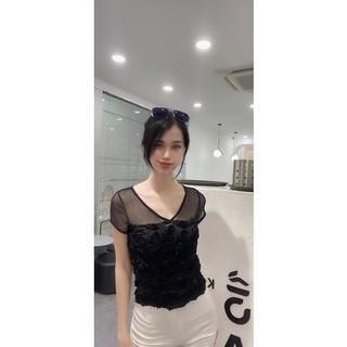 ÁO THUN VOAN HOA HỒNG 3D