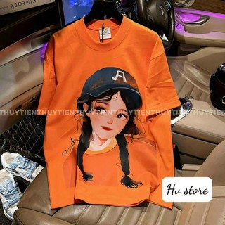 Áo phông cộc cô gái đội mũ chữ a