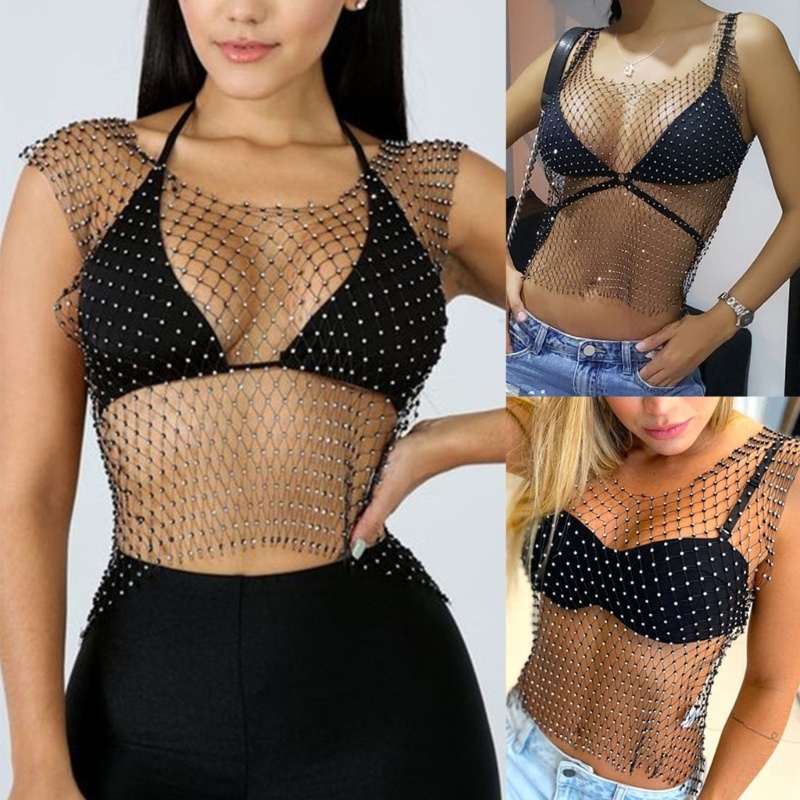 Xiangbao Áo Không Tay Dây Xích Đính Đá Gợi Cảm Cho Nữ Dự Tiệc Tối