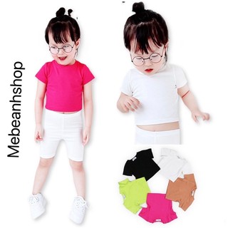 Mebeanhshop-Áo Croptop Cộc Tay Cho Bé Gái Màu Xinh Xắn áo croptop từ 9-28kg