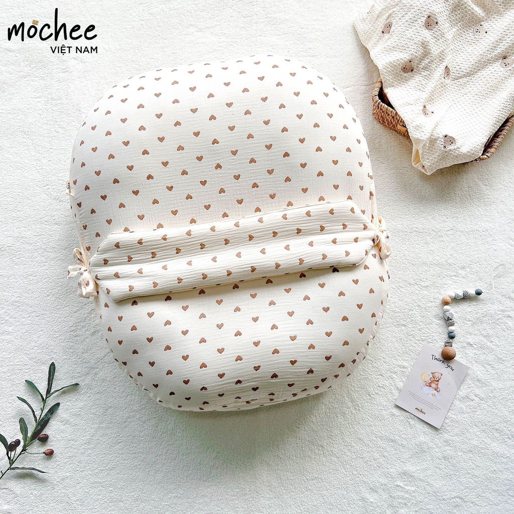 Gối Chống Trào Ngược Cho Bé MOCHEE Đủ Size Lớn Size Bé Chất Liệu Cotton Lụa Và Xô Siêu Lành Tính Với Làn Da Con Yêu