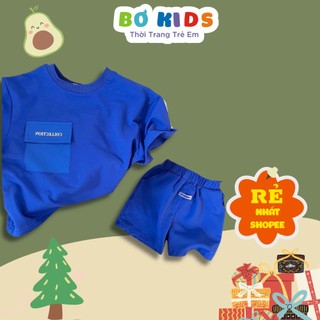 Bộ cộc tay bé trai chất Cotton Áo Có Túi Ngực In Chữ Phong Cách Hàn Quốc DOBO028