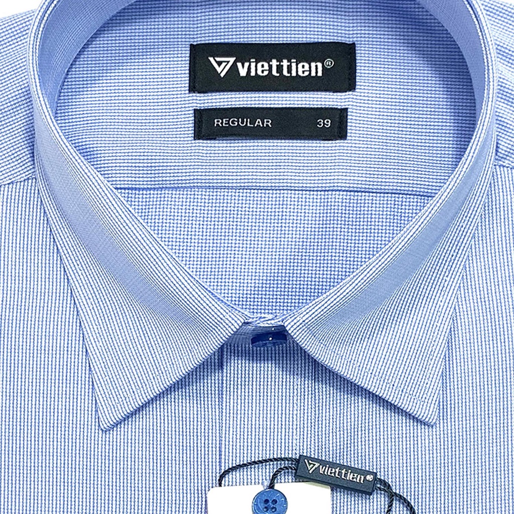Viettien - Áo sơ mi nam dài tay kẻ sọc nhỏ 1R0182 regular dáng rộng - Áo sơ mi nam công sở Việt Tiến