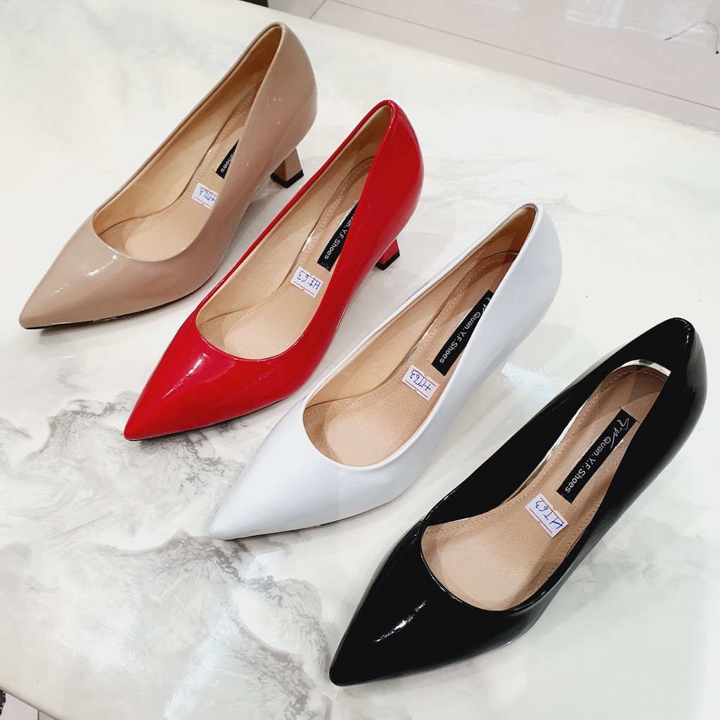 Giày Cao Gót Nữ 6 Phân 💯ẢNH THẬT✅ Đế Vuông - Da Bóng Lót Mút Trong Siêu Êm HT63 shop diều phương