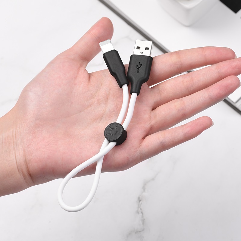 Dây cáp sạc nhanh 2.4a hoco x21 x38 silicon ngắn 25cm cho điện thoại ip