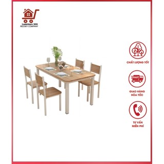 Bộ bàn ăn khung thép mẫu 120x60cm + 4 ghế tựa - bộ bàn ăn 4 người cao cấp