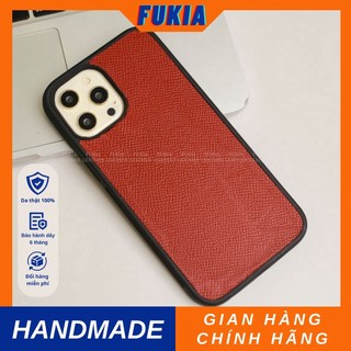 Ốp da thủ công viền đen Epsom Đỏ dành cho IPhone 14/14Plus/14Pro/14Promax/13/13Pro/13Promax/12/12Pro/12Promax ODTC105
