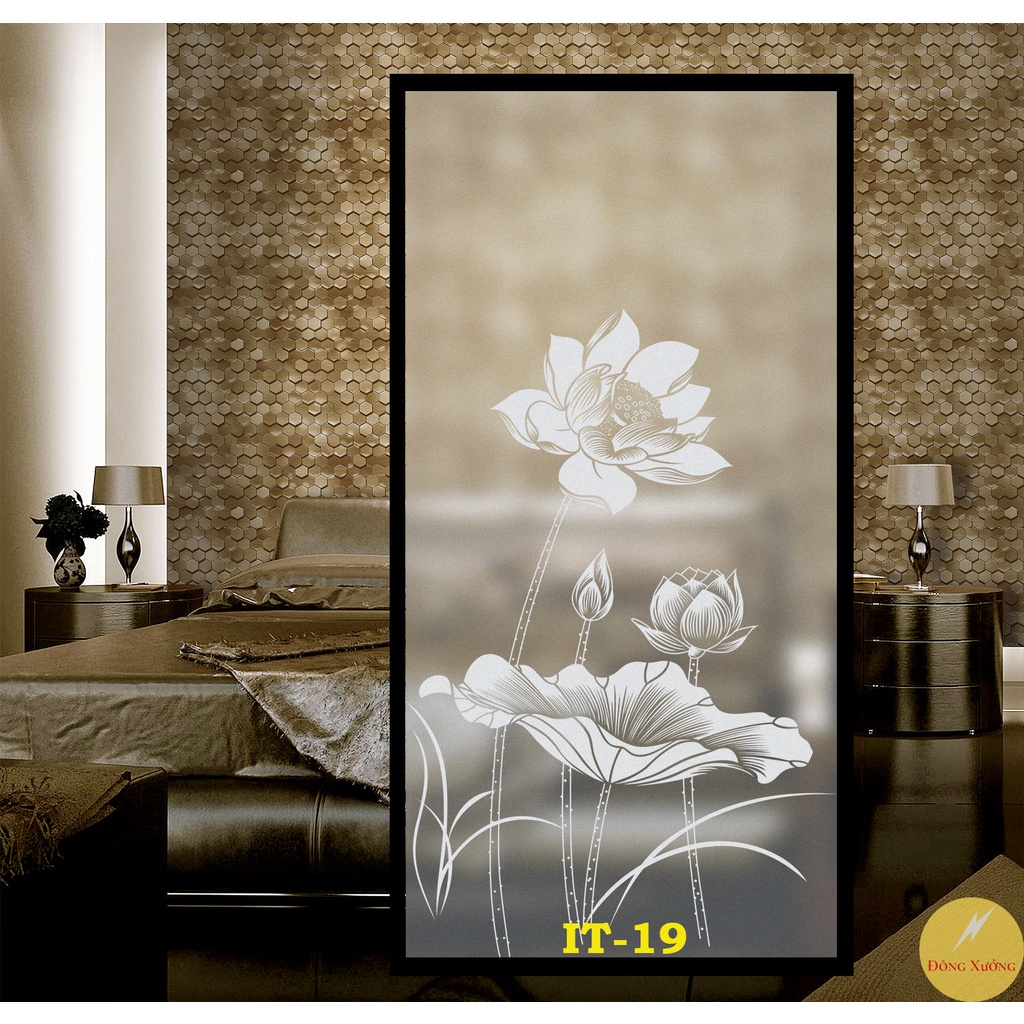 Giấy Dán Kính In Hình Hoa Sen Mờ Đục Chống Nhìn Trộm Mã IT-19