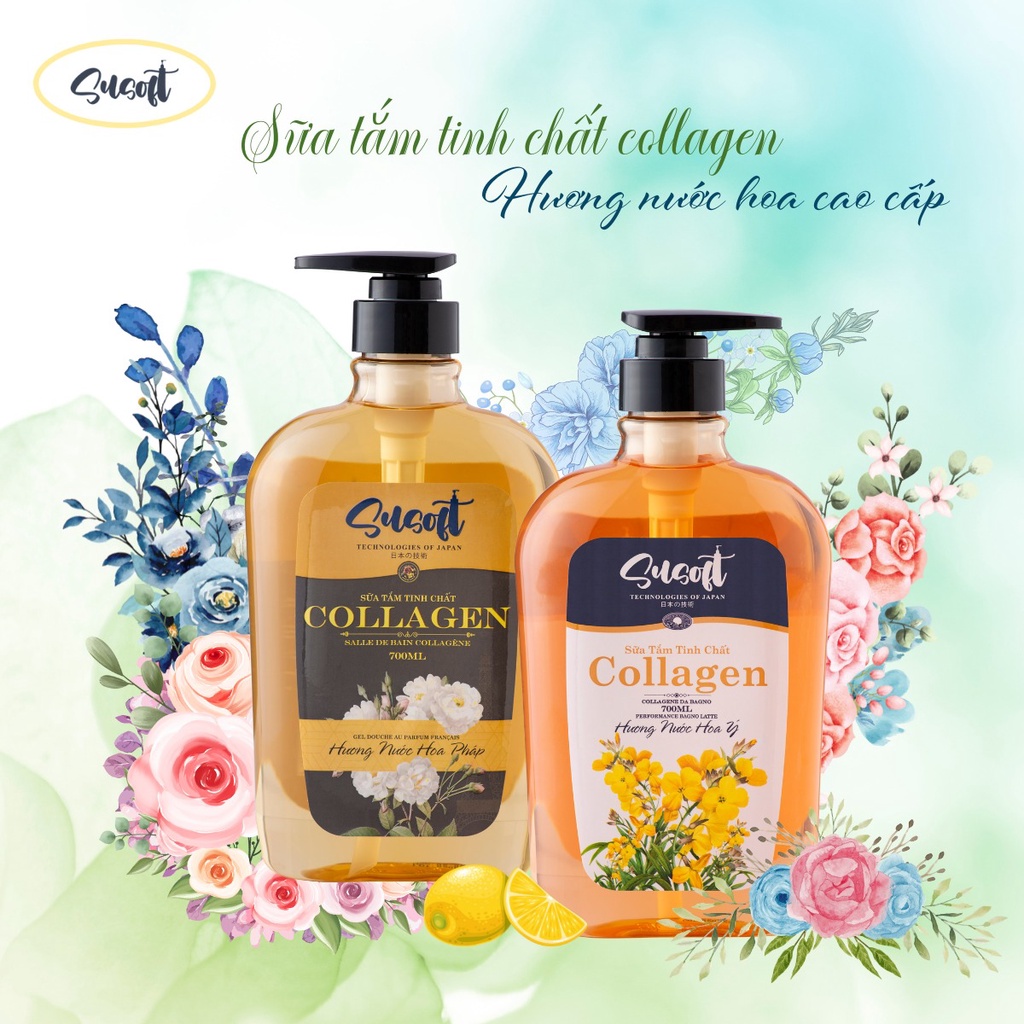 Sữa tắm tinh chất Collagen, Hương nước hoa  SUSOFT🌺Da khỏe, sạch sâu🌺Hương nước hoa quyến rũ.