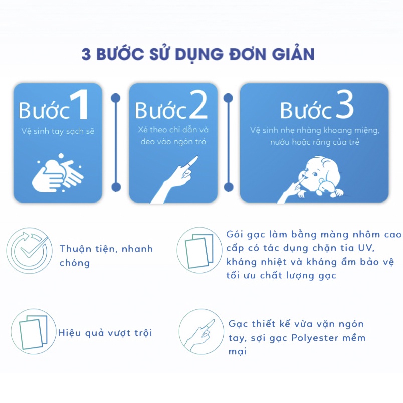 Gạc rơ lưỡi Sachi thành phần tự nhiên, làm sạch, kháng khuẩn bảo vệ nướu răng miệng cho bé - Hộp 10 gói