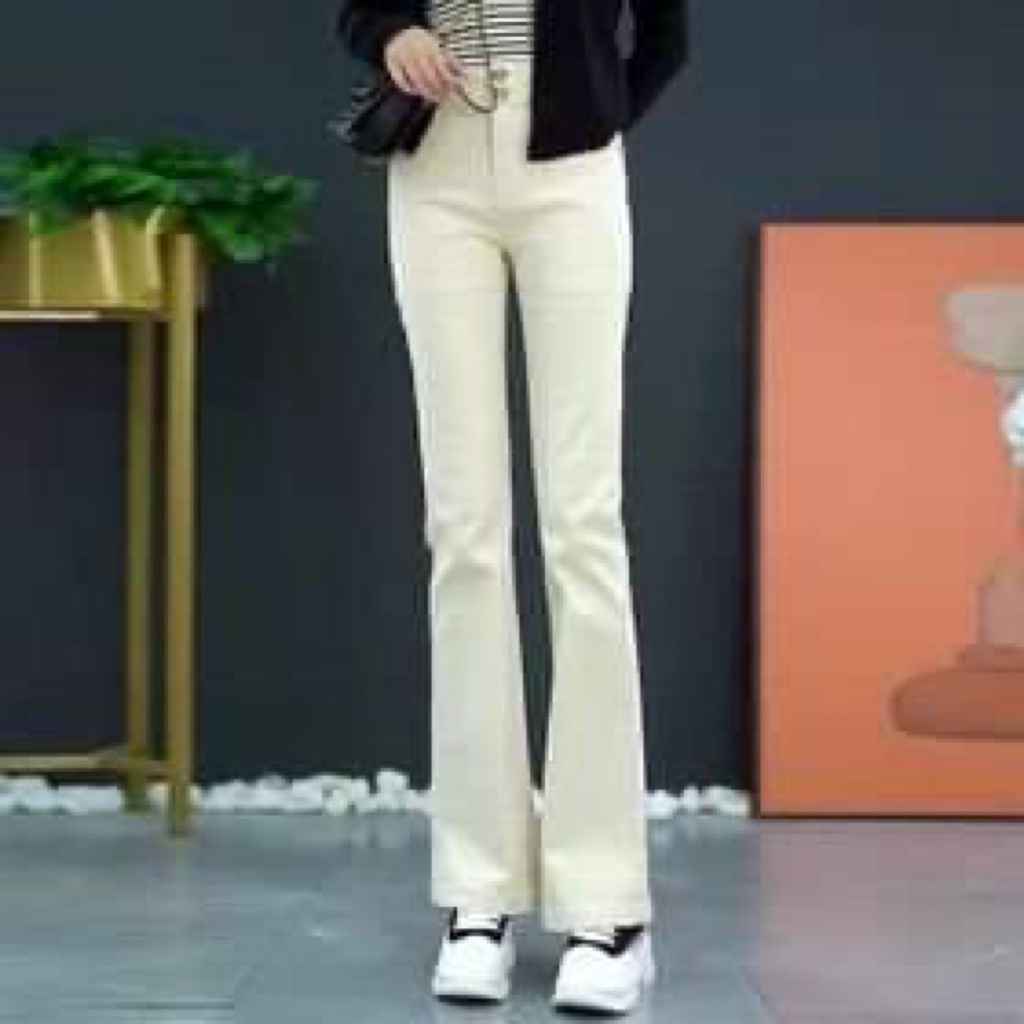 Quần kaki loe chất co giãn lưng siêu cao form ôm dáng 2 nút chất liệu cao cấp-HVSHN-Mã Kaki Loe