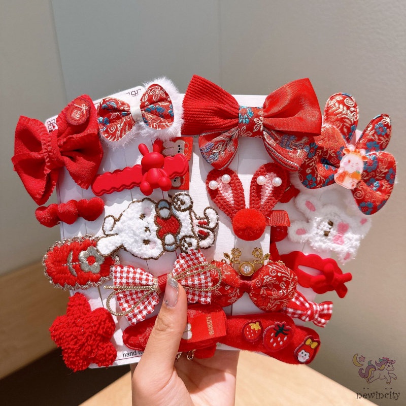 Set 9 Kẹp Tóc Phong Cách Năm Mới Hàn Quốc Cho Bé Gái