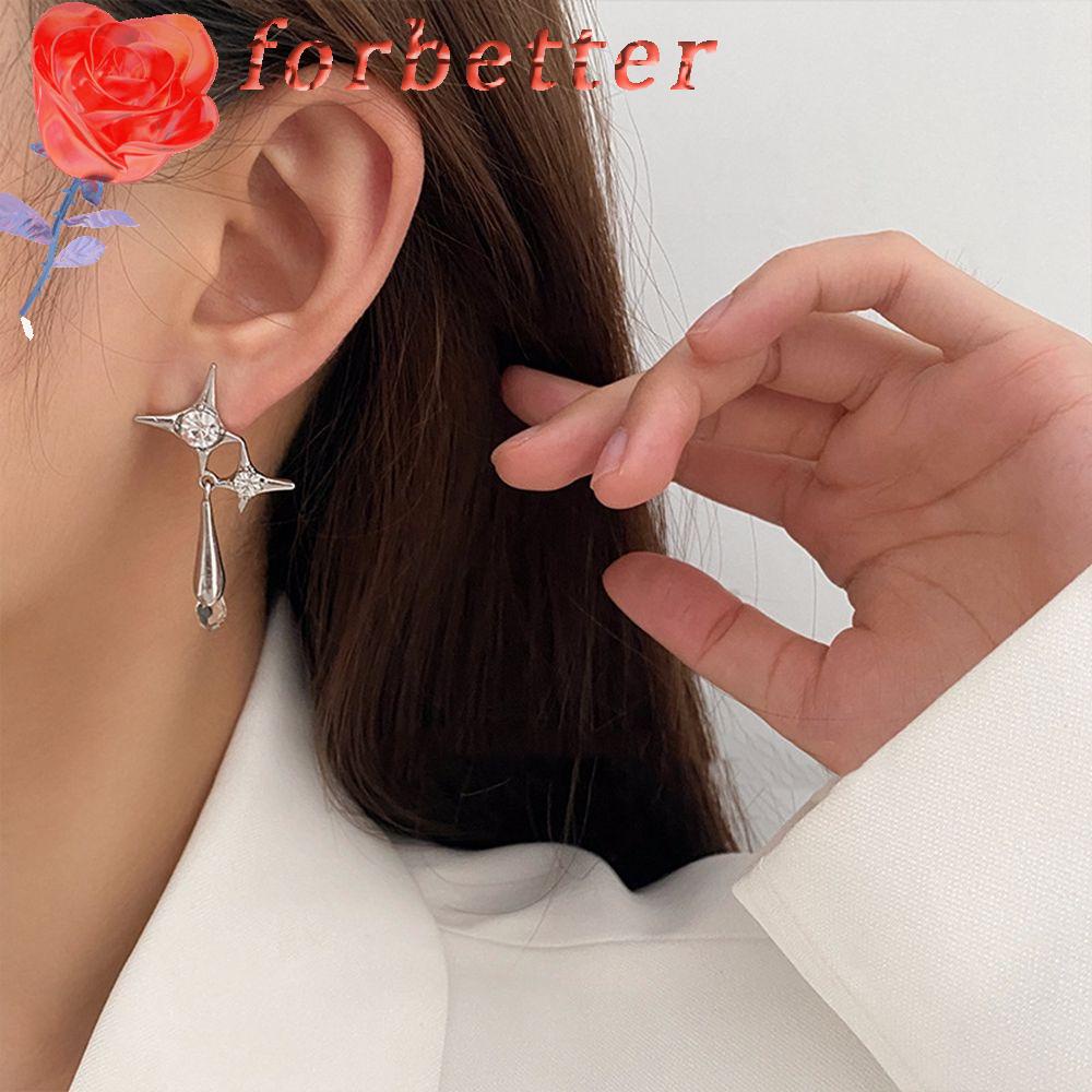 Bông Tai Hình Giọt Nước / Ngôi Sao Bằng Hợp Kim Đính Đá Nhiều Màu Thanh Lịch Cho Nữ