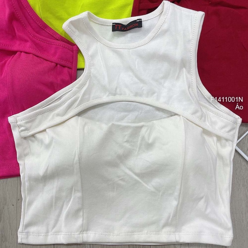Áo thun croptop màu khoét ngực cổ tròn sát nách TT1411