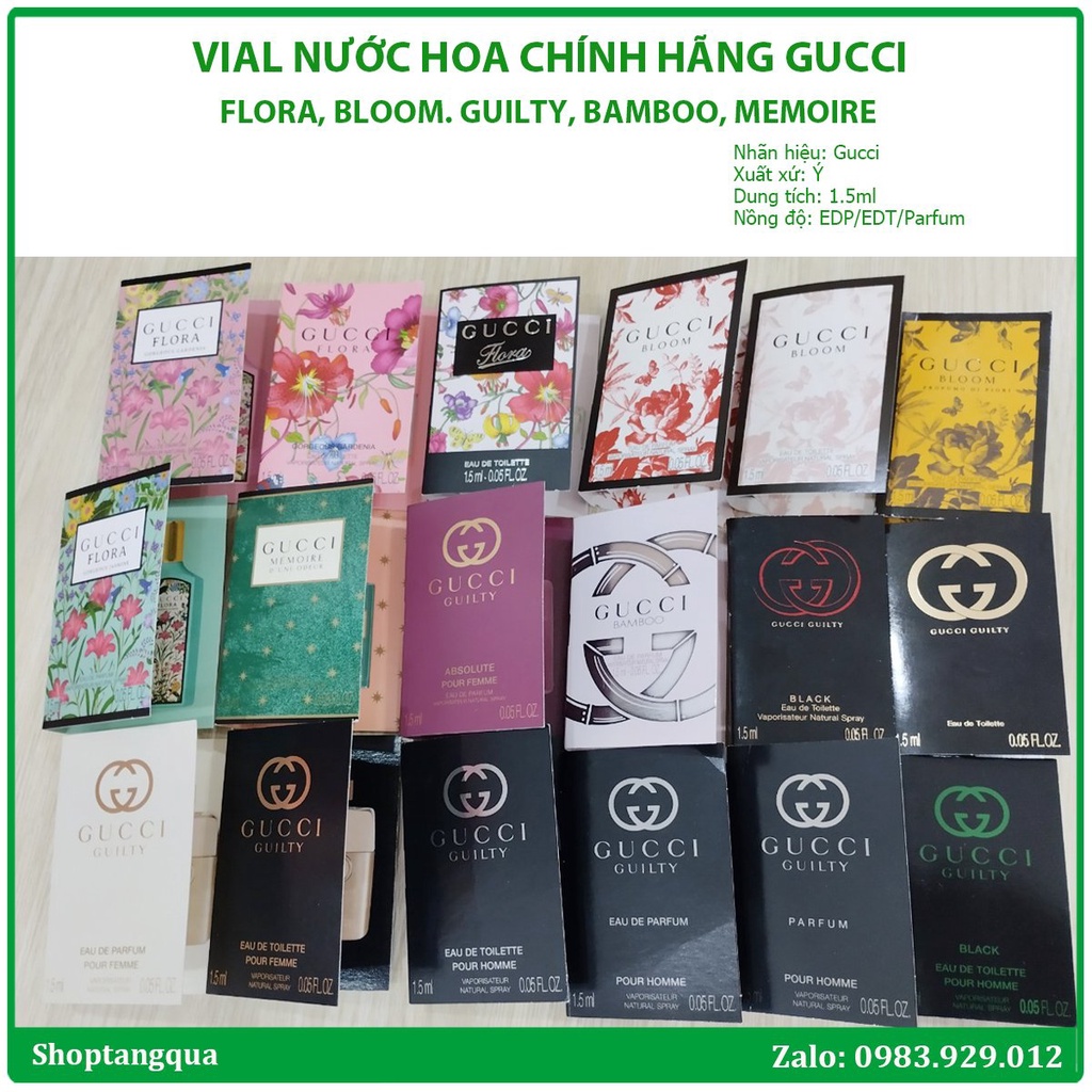 Vial Nước Hoa Chính Hãng Gucci các mùi