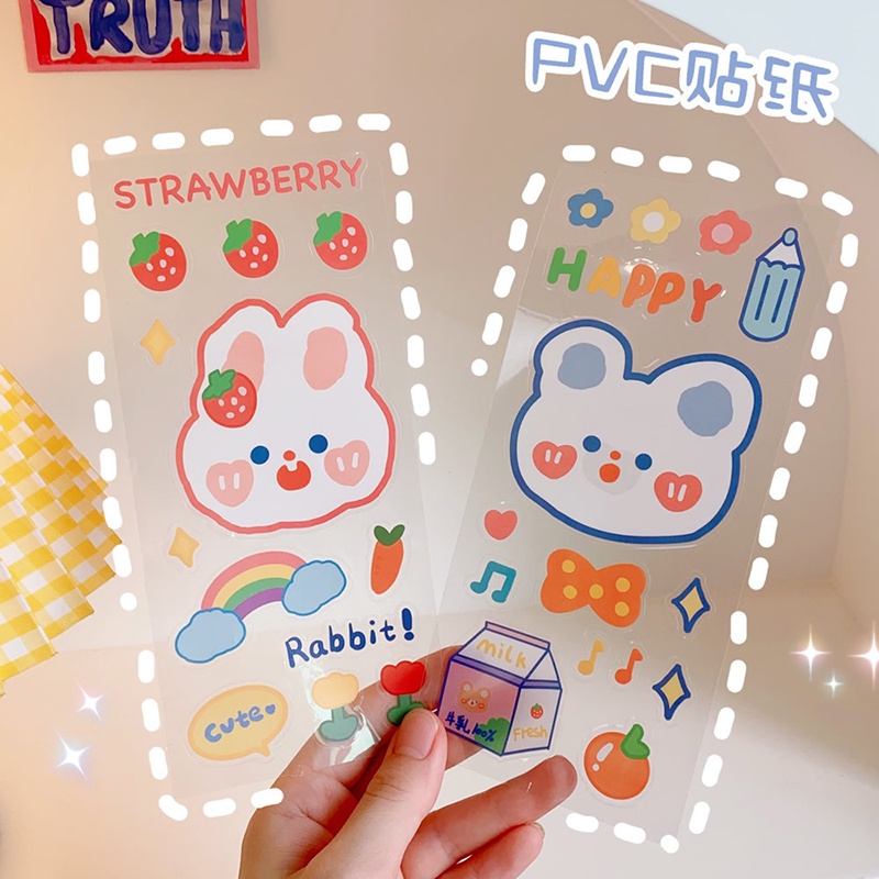 Sticker PET Chống Thấm Nước Họa Tiết Hoạt Hình Dễ Thương Để Trang Trí Nhật Ký