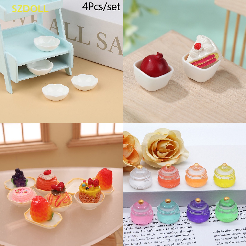 Set 4 / 5 Ấm Trà / Tách Cà Phê / Tách Sữa Thu Nhỏ 1: 12 Dùng Trang Trí Nhà Búp Bê DIY