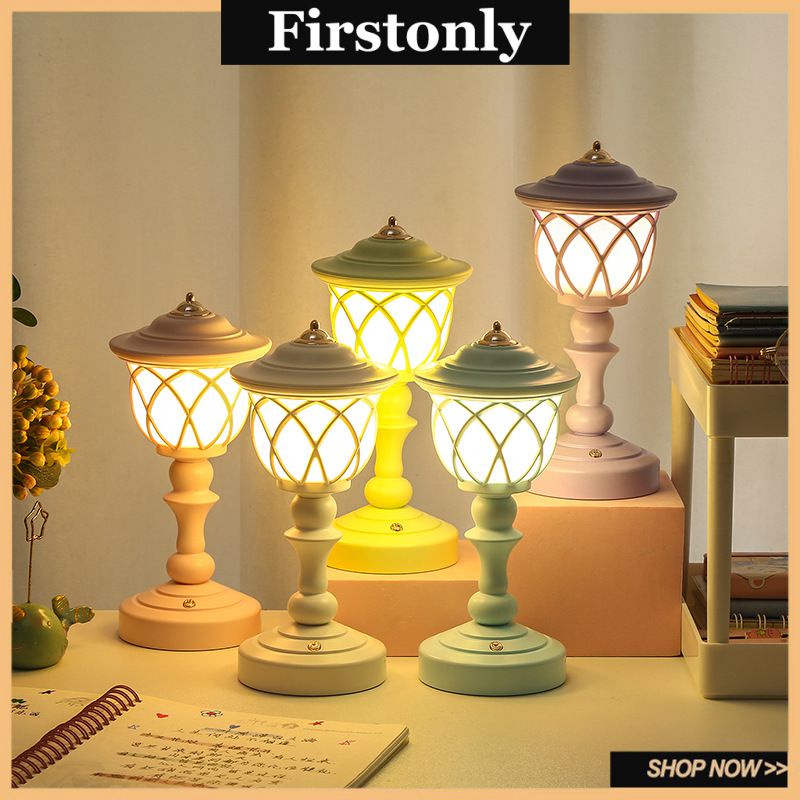 Mini Retro Đèn Bàn Đèn Led Để Bàn Cảm Ứng Đèn Ngủ Vintage DạO Phố Kế Đèn Đầu Giường Đèn Trang Trí Phòng Ngủ Mắt bảo Vệ Firstonly