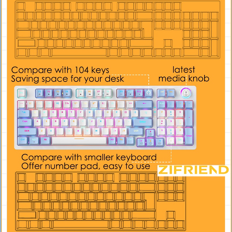 Bàn Phím Cơ Zi Boyfriend ZA98 98 Phím Có Đèn Nền