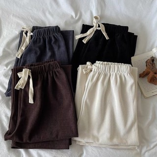 Quần ống rộng cạp chun chất nỉ dày - phong cách ulzzang