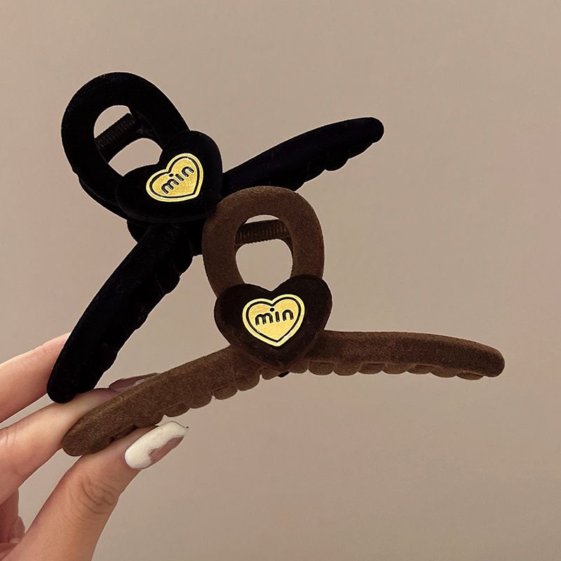 Kẹp Tóc Hình Trái Tim Lớn Bằng Nhung Phong Cách Cổ Điển Cho Nữ